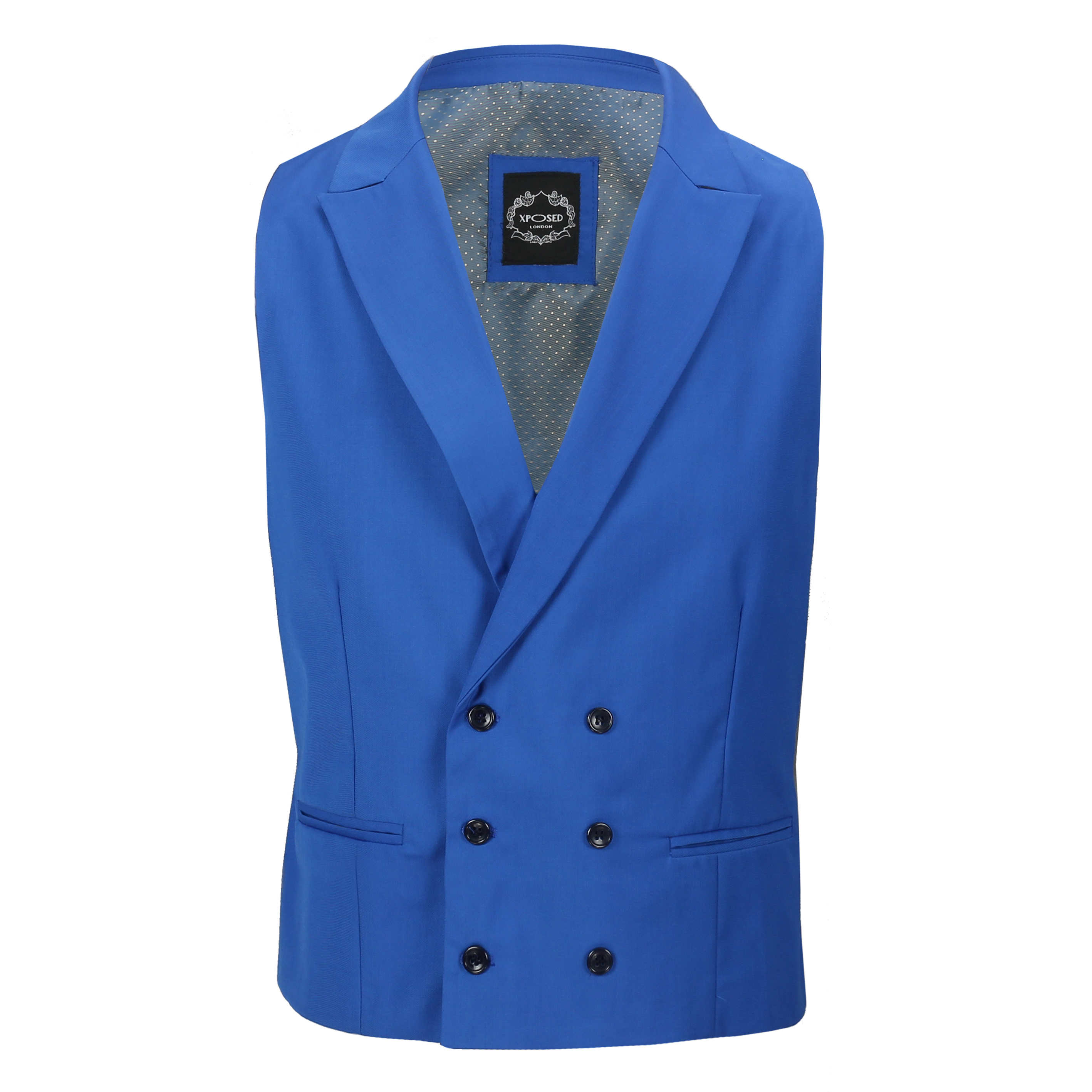 Mens Vintage Double Breasted Collar Waistcoat Retro Peak Lapel Smart